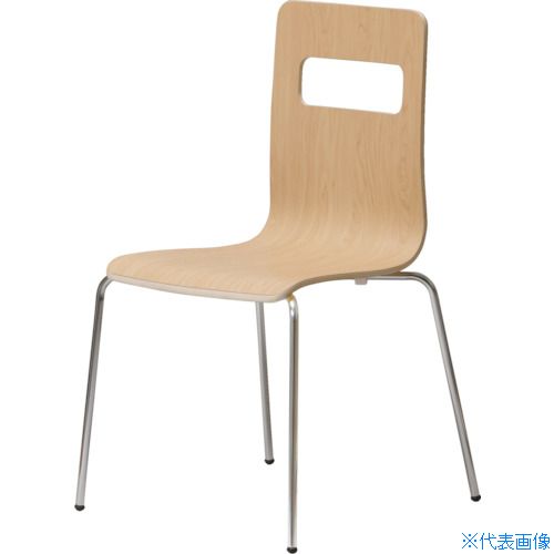 ■TRUSCO 木目調チェア ナチュラル×シルバー RLESNS(3902255)[送料別途お見積り][法人限定][直送]