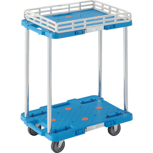 ■TRUSCO 樹脂製台車 ルートバン 2段式 こぼれ止め1段付 370X500 青 MPB502KB(4144210)