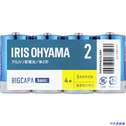 ■IRIS 102740 乾電池 BIGCAPA basic 単2形4本パック LR14BB4P(4149355)×24[送料別途お見積り][法人限定][掲外取寄]
