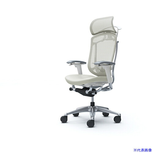 ■OKAMURA コンテッサセコンダ可動肘 背メッシュ座革 大型ヘッド5本脚 ポリッシュ ホワイト ランバー付ハンガー付 張地色ホワイト CC88BZFPT2(4253354)[送料別途お見積り][法人限定][外直送]｜セミプロＤＩＹ店ファースト