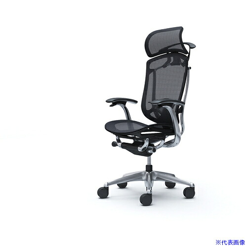 ■OKAMURA コンテッサセコンダ 固定肘 座メッシュ 大型ヘッド5本脚 ポリッシュ ブラック ランバー付ハンガー付 張地色ブラック CC46BSFPG1(4253368)[送料別途お見積り][法人限定][外直送]｜セミプロＤＩＹ店ファースト