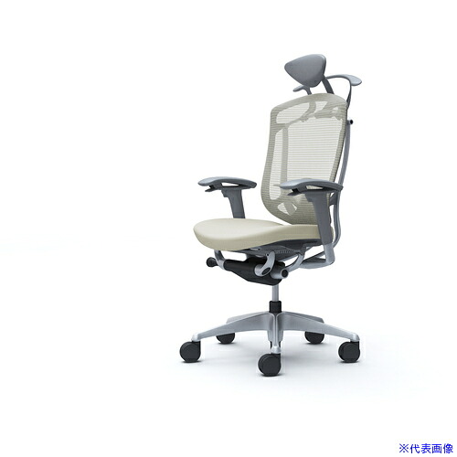 ■OKAMURA コンテッサセコンダ 可動肘 座クッション 小型ヘッド5本脚 シルバー グレー ランバー付ハンガー付 張地色ホワイト CC8DGEFPC2(4255166)[送料別途お見積り][法人限定][外直送]