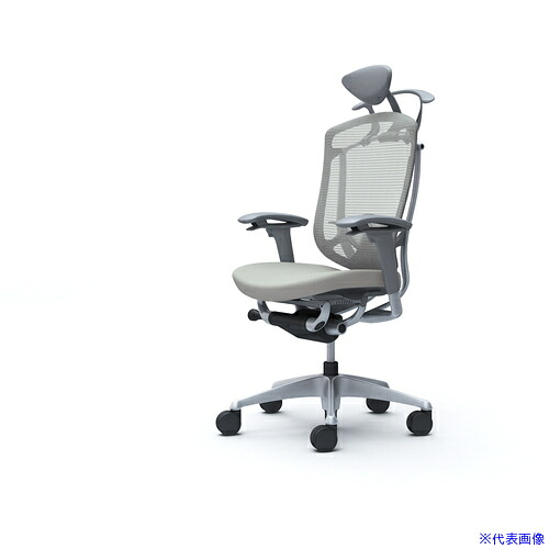 ■OKAMURA コンテッサセコンダ 可動肘 座クッション 小型ヘッド5本脚 シルバー グレー ランバー付ハンガー付 張地色ライトグレー CC8DGEFPC3(4256714)[送料別途お見積り][法人限定][外直送]