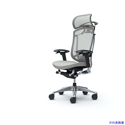 ■OKAMURA コンテッサセコンダ 可動肘 座クッション 大型ヘッド5本脚 ポリッシュ ブラック ランバー付ハンガー付 張地色ライトグレー CC88BSFPC3(4261431)[送料別途お見積り][法人限定][外直送]｜セミプロＤＩＹ店ファースト