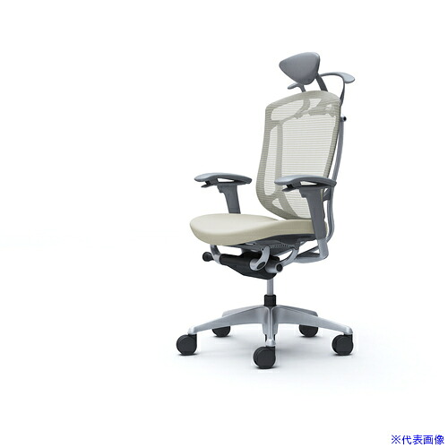 ■OKAMURA コンテッサセコンダ 可動肘 座クッション 小型ヘッド5本脚 シルバー グレー ランバー無ハンガー付 張地色ホワイト CC8DGAFPC2(4267736)[送料別途お見積り][法人限定][外直送]