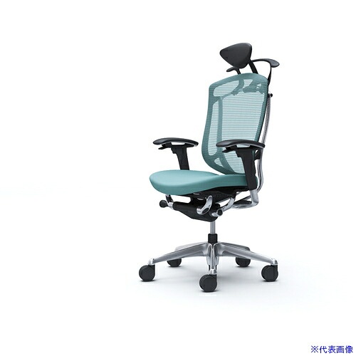 ■OKAMURA コンテッサセコンダ 可動肘 座クッション 小型ヘッド5本脚 ポリッシュ ブラック ランバー無ハンガー付 張地色セージ CC8DBRFPC6(4274051)[送料別途お見積り][法人限定][外直送]