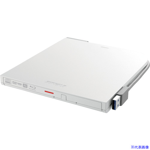 ■BUFFALO USB3.2(Gen1)対応 ポータブルBDドライブ 再生/書込ソフト添付 ホワイト BRXLPT6U3WHE(4282679)[送料別途お見積り][法人限定][掲外取寄]