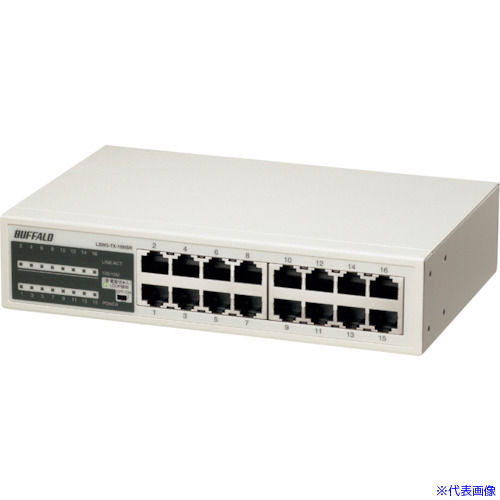 ■BUFFALO 10/100M スイッチングHub 金属筐体/電源内蔵モデル 16ポート LSW3TX16NSR(4293650)