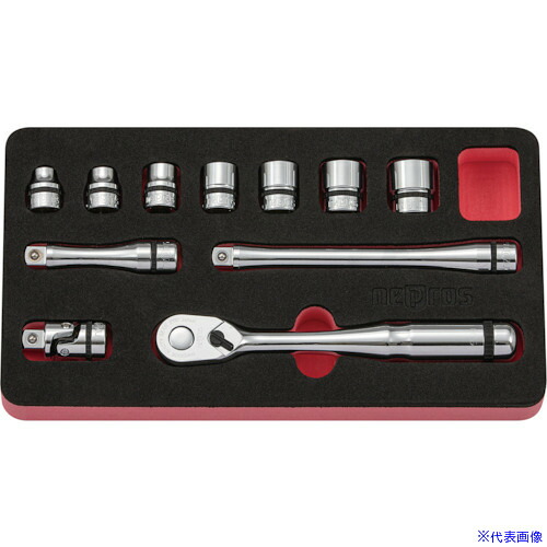 ■nepros 9.5sq.ソケットレンチセット(11点) (ケース無) (インチ) 6角 NTB311BC(4296423)[送料別途お見積り][法人限定][掲外取寄]｜セミプロＤＩＹ店ファースト