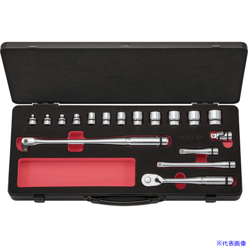 ■nepros 9.5sq.ソケットレンチセット(17点)(ケース付) 6角 ケース間口455&times;奥行190&times;高さ60mm NTB317CZ(4296440)[送料別途お見積り][法人限定][掲外取寄]｜セミプロＤＩＹ店ファースト