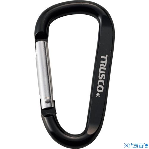 ■TRUSCO まとめ買い カラビナ 線径6mmX60mm D型 ブラック100個 TKN660BKBOX(4336940)