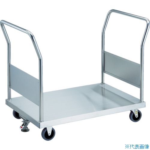 ■TRUSCO ステンレス台車 オールステン両袖台車 900X600 Φ100 帯電防止U車輪 ストッパー付 AS2W100TBUS(4351718)[法人限定][直送元]