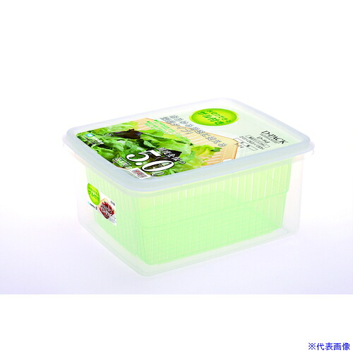 ■SANKO pla 059529 食品保存容器 ザル付きDパック D－9d G グリーン 213×263×130 59529(4356482)×30[送料別途お見積り][法人限定][外直送]