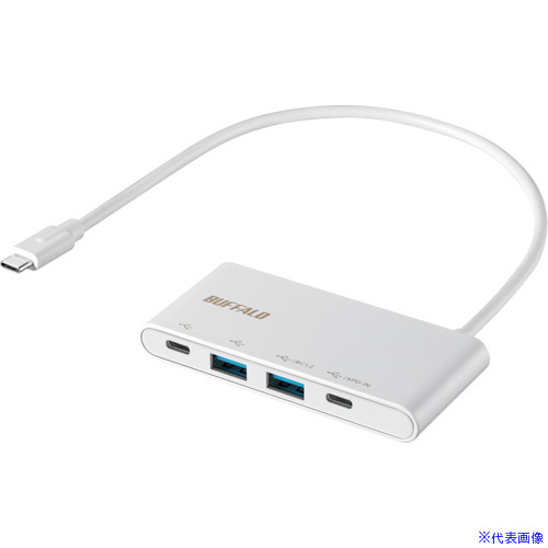 ■バッファロー USB3.1Gen2バスパワー4ポートPD対応ハブ ホワイト BSH4U500C1PWH(4498655)[送料別途見積り][法人・事業所限定][掲外取寄]