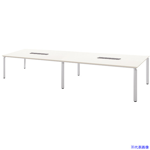 ■NAIKI ミーティングテーブル(配線付 ウエイク WK型/天板:ホワイト 脚:シルバー/W3600×D1200×H700 WK36125HSVH(4532724)[送料別途お見積り][法人限定][直送]