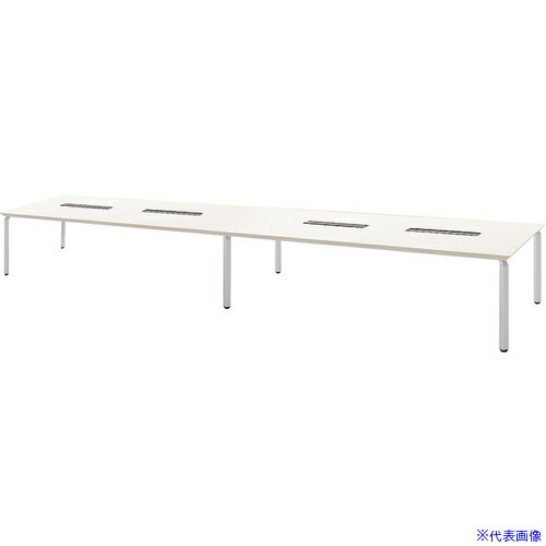 ■NAIKI ミーティングテーブル(配線付 ウエイク WK型/天板:ホワイト 脚:シルバー/W4800×D1200×H700 WK48125HSVH(4532741)[送料別途お見積り][法人限定][直送]