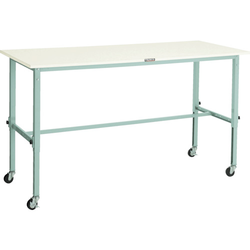 ■TRUSCO 軽荷重作業台高さ調節式(80kg)AEM型 900X600XH719～1019 φ75キャスター付 ホワイト色 AEM0960C75W(4543203)[法人限定][直送元]
