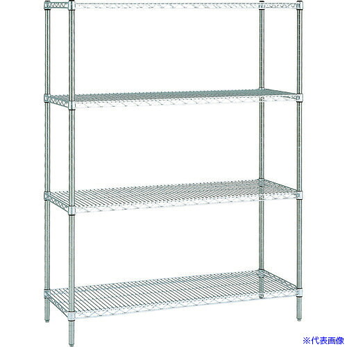 ■ERECTA スーパーシリーズ・ステンレスワイヤーシェルフ 間口1212mm&times;奥行460mm&times;高さ1587mm(PS) DB付 4段 SMS1220PS1590W4(4565223)[送料別途お見積り][法人限定][直送]｜セミプロＤＩＹ店ファースト