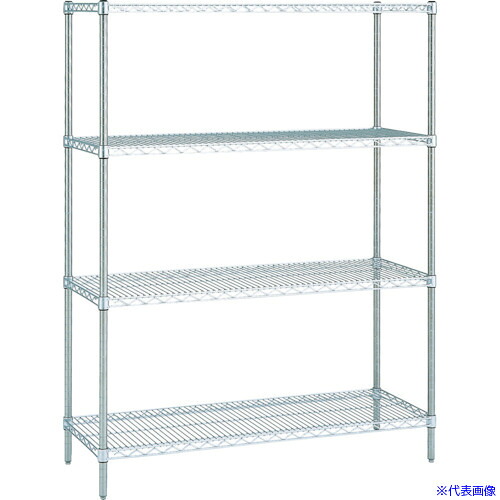 ■ERECTA スーパーシリーズ・ステンレスワイヤーシェルフ 間口1518mm×奥行460mm×高さ2197mm(PS) DB付 4段 SMS1520PS2200W4(4565291)[送料別途お見積り][法人限定][直送] 65,340円