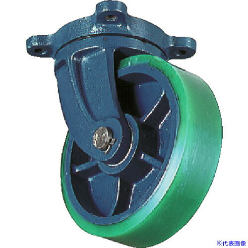 ■KYOMACHI ダクタイル自在金具付ウレタン車輪 150Ф&times;100 FHJ150X100(4583949)[送料別途お見積り][法人限定][直送]｜セミプロＤＩＹ店ファースト