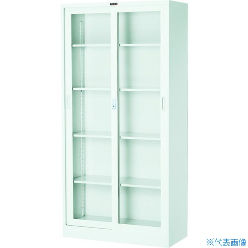 ■TRUSCO スタンダード書庫(D400) ガラス引違 880XH1790 W色 W603G(4627580)[法人限定][直送元]