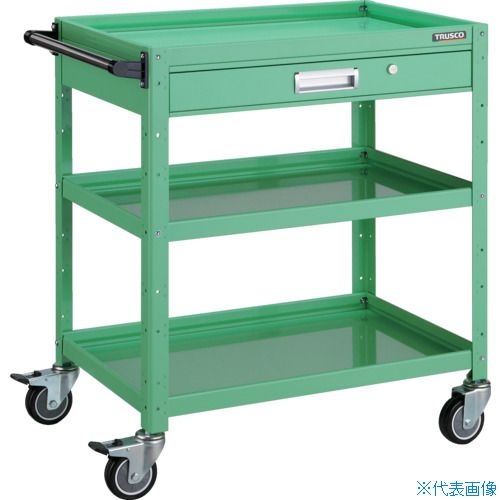 ■TRUSCO ツールワゴン バーディワゴン 750×500 引出付 ウレタン車輪 ヤンググリーン BDW973VUYG(4749928)|セミプロDIY店ファースト