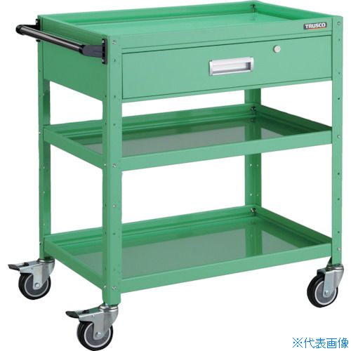 ■TRUSCO ツールワゴン バーディワゴン 750&times;500 深型1段引出付 ウレタン車輪 ヤンググリーン BDW973YUYG(4878302)｜セミプロＤＩＹ店ファースト