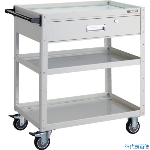 ■TRUSCO ツールワゴン イーグルワゴン 750×500 深型1段引出付 ウレタン車輪 ホワイト EGW973YUW(4878574)