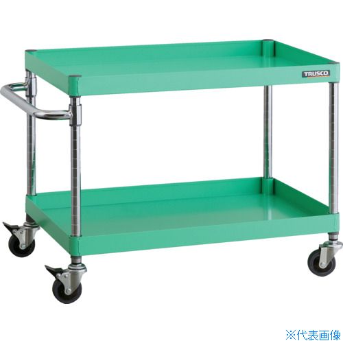 ■TRUSCO ツールワゴン フェニックスワゴン 省音 750X500XH600 2段 ヤンググリーン PEW672CYG(4882661)｜セミプロＤＩＹ店ファースト
