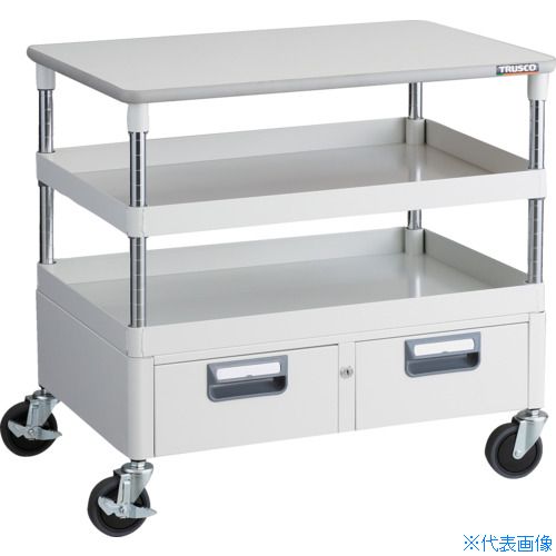 ■TRUSCO ツールワゴン フェニックスワゴン 省音 750X500XH740 引出 天板付 ホワイト PEW772WTW(4883608)｜セミプロＤＩＹ店ファースト