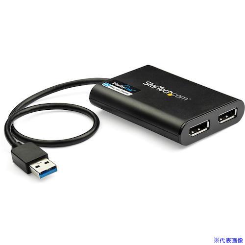 ■スターテック ディスプレイアダプター/USB-A - 2x DP/USB 3.0/4K60Hz/BK USB32DP24K60(4928249)[法人・事業所限定][外直送元]