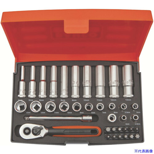 ■BAHCO ディープソケットレンチセット(6角) 差込角6.35mm 37点セット SL25L(4982002)