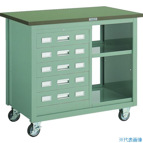 ■TRUSCO VD型引出付大型ツールワゴン 1010X600XH880 緑 VD205(GN)(5123411)[法人限定][直送元]｜セミプロＤＩＹ店ファースト