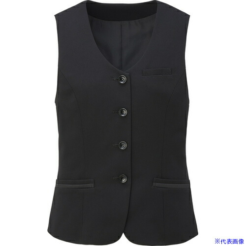 ■GROW 事務服 ベスト レディース オフィス 制服 ブラック 17 GVEL2052B917(5208223)[送料別途お見積り][法人限定][掲外取寄]