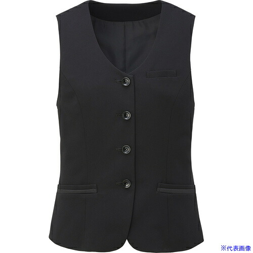 ■GROW 事務服 ベスト レディース オフィス 制服 ブラック 19 GVEL2052B919(5208252)[送料別途お見積り][法人限定][掲外取寄]