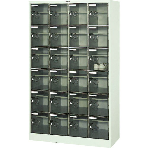 ■TRUSCO シューズケース 24人用 1050&times;380&times;H1700 棚付 透明 SC24WPC(5209251)[法人限定][直送元]｜セミプロＤＩＹ店ファースト