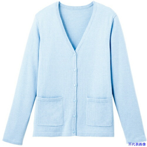 ■GROW カーディガン レディース ニット Vネック 事務服 ブルー 3L GKNL1351K13L(5264657)[送料別途お見積り][法人限定][掲外取寄]