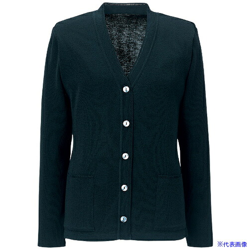■GROW カーディガン レディース ニット Vネック 事務服 ブラック S KN015B9S(5267825)[送料別途お見積り][法人限定][掲外取寄]
