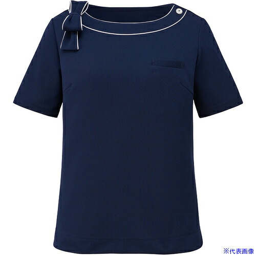 ■GROW カットソー 半袖 レディース Uネック 事務服 ネイビー S GCSL1907K3S(5269306)[送料別途お見積り][法人限定][掲外取寄]｜セミプロＤＩＹ店ファースト