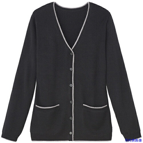 ■GROW カーディガン レディース ニット Vネック 事務服 ブラック 4L GKNL1972B94L(5269337)[送料別途お見積り][法人限定][掲外取寄]
