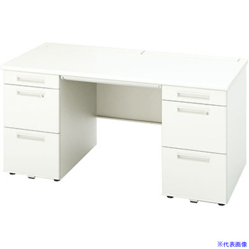 ■NAIKI 両袖デスク(ロングストローク XEHH型/天板:ホワイト 本体:クリアーホワイト/W1500&times;D800&times;H720 XEHH158HHWH(5441912)[送料別途お見積り][法人限定][外直送]｜セミプロＤＩＹ店ファースト