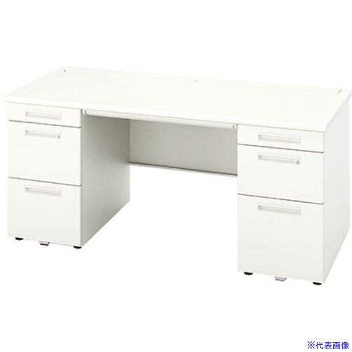 ■NAIKI 両袖デスク(ロングストローク XEHH型/天板:ホワイト 本体:クリアーホワイト/W1600&times;D800&times;H720 XEHH168KHWH(5443468)[送料別途お見積り][法人限定][外直送]｜セミプロＤＩＹ店ファースト