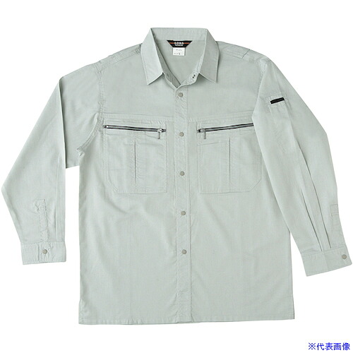■桑和 275 長袖シャツ グレー 6L 27576L(5451831)[送料別途お見積り][法人限定][掲外取寄]