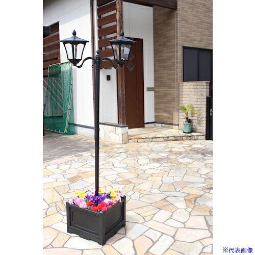 ■TASSCOM 四角い鉢付きソーラー街灯 2灯 TAN7932(5455396)[法人限定][外直送元] 11,612円