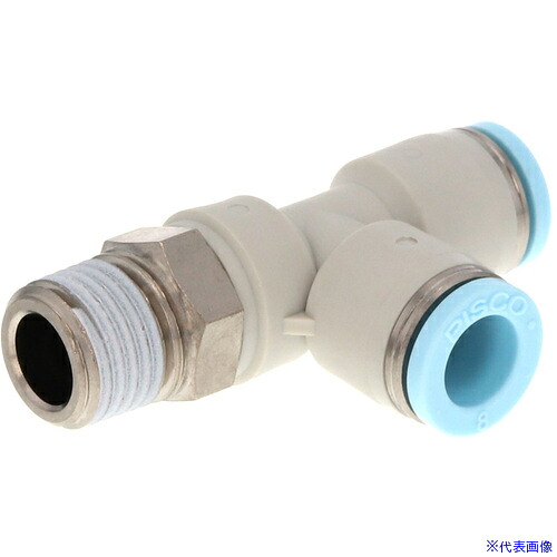 ■PISCO チューブフィッティング ブランチティー チューブサイズ8 適用ねじサイズR1/8 クリーンルーム包装 PD801C(5585798)×10[送料別途お見積り][法人限定][掲外取寄]