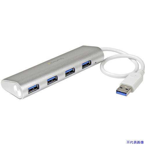 ■StarTech USBハブ/USB 3.0/4ポート Type－A/バスパワー/シルバー/27cm一体型ケーブル ST43004UA(5746935)[法人限定][外直送元]