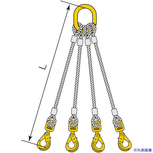 ■コンドーテック 4点吊JISロック止ワイヤ φ16×2M HJK・HMM 05224KMJK162(5868355)[送料別途お見積り][法人限定][外直送]