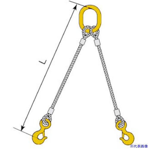 ■コンドーテック 2点吊JISロック止ワイヤ φ12×2.5M HTL・HMM 05222KMTL122S5(5874738)[送料別途お見積り][法人限定][外直送]
