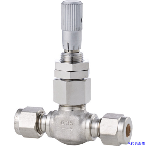 ■Fujikin 超微量調整CV値0.03 SUS鋼製ニードルバルブ 3.92MPa UN-94M-L UN94M6.35LRV(6091942)[送料別途お見積り][法人限定][外直送]