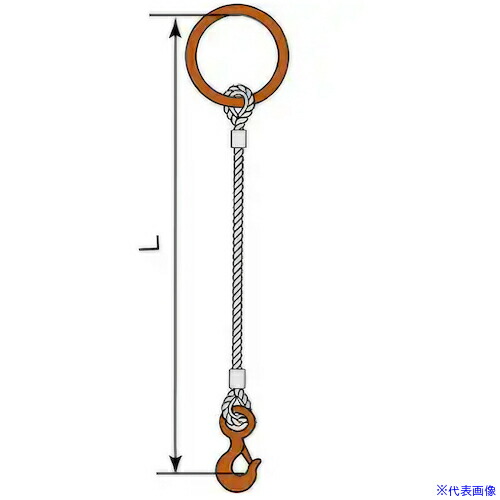 ■コンドーテック JISロック止ワイヤ 16mm 丸リング 環付きフック 2.0t 塗装 φ16×2.5M T02S・T19 05221RTFT162S5(6124029)[送料別途お見積り][法人限定][外直送]